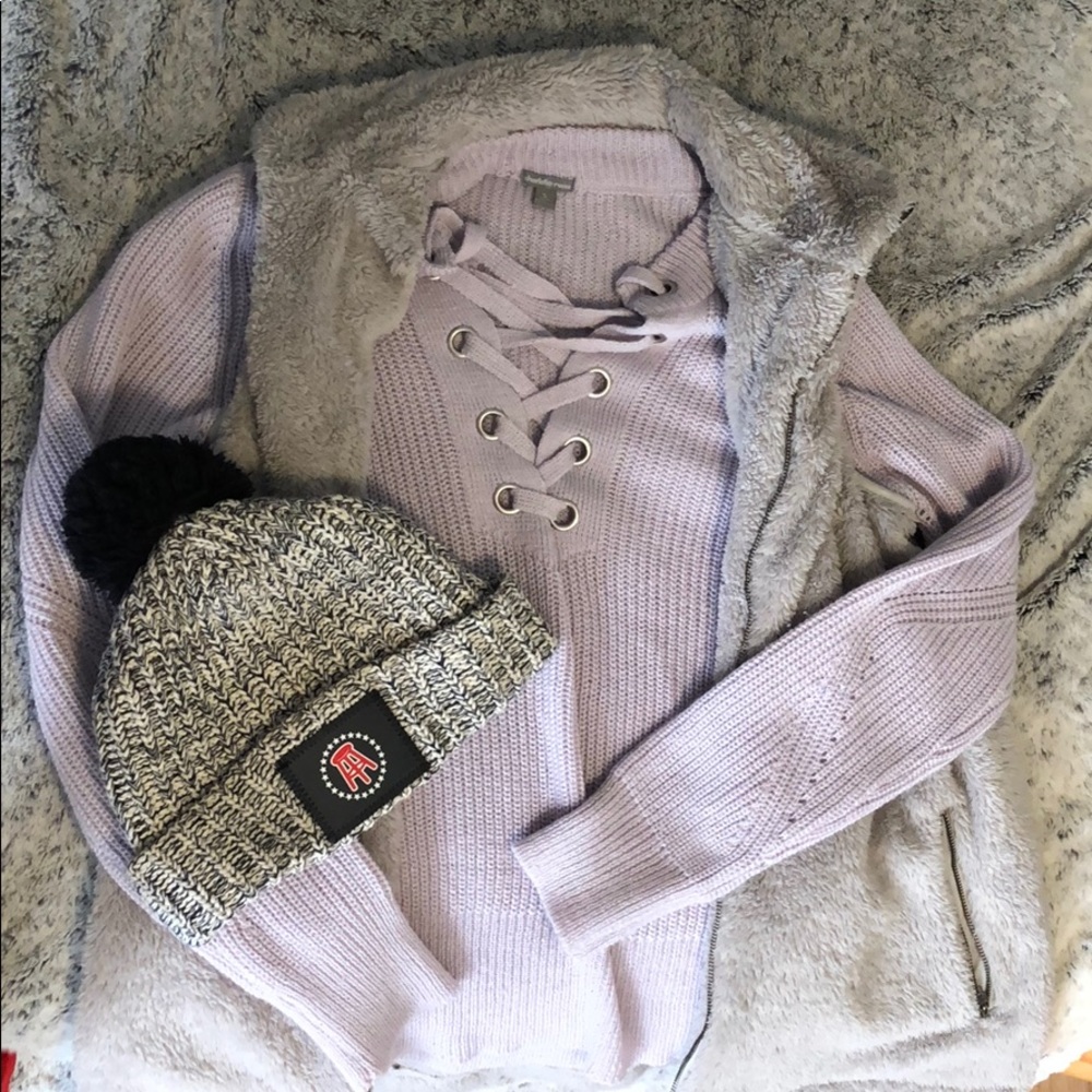 Lilac cross front sweater